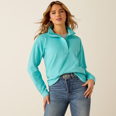 Chandail Ariat Breeze logo 1/2 zip turquoise femme...