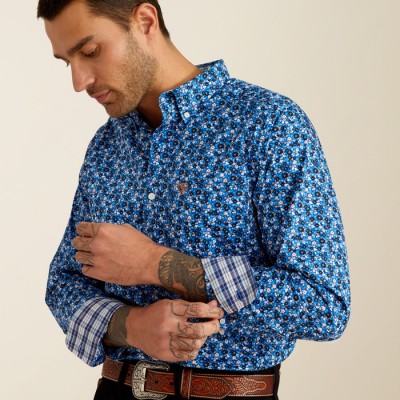 Chemise Ariat Brighton bleu homme 