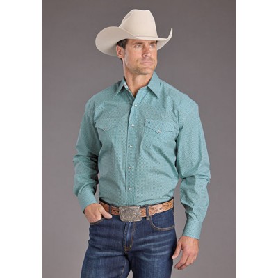 Chemise Stetson Mosaique turquoise homme 