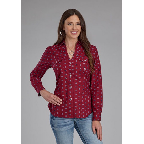 Blouse Roper rouge losange femme 