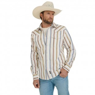 Chemise Wrangler Retro ligné crème homme 