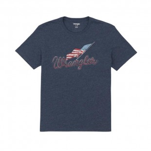 T-shirt Wrangler navy drapeau American homme 