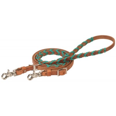 Rêne de baril Weaver lacée en cuir turquoise 