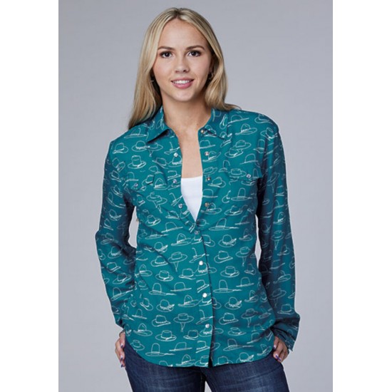 Blouse Roper bleu chapeaux femme 