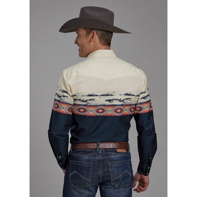 Chemise Roper Vintage aztèque chevaux homme 