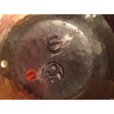 Lampe à huile martelée en étain fin avec brûleur français no: 1026