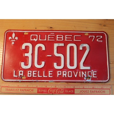 Plaque d'immatriculation 1972