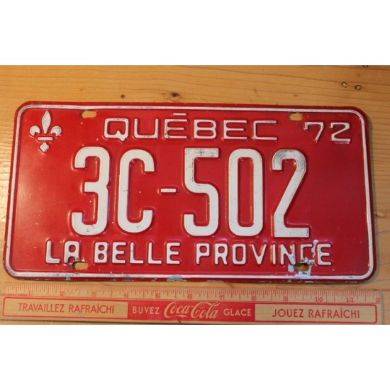 Plaque d'immatriculation 1972