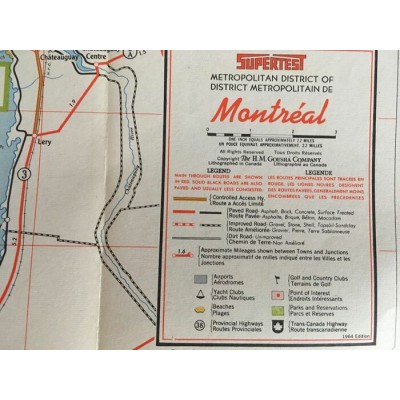 Carte routière ancienne de Montréal