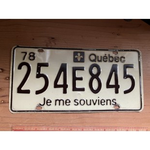 Plaque d'immatriculation 1978