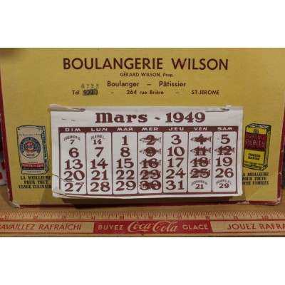 Calendrier boulangerie Wilson 1949