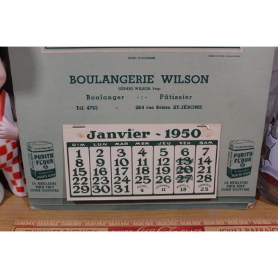 Calendrier boulangerie Wilson 1950