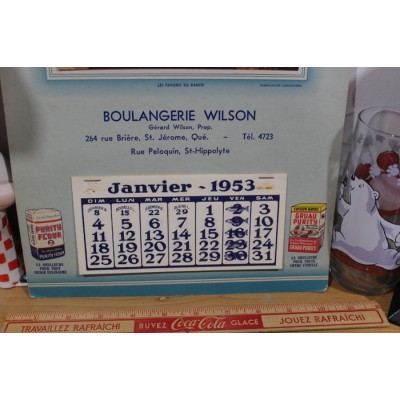 Calendrier boulangerie Wilson 1953