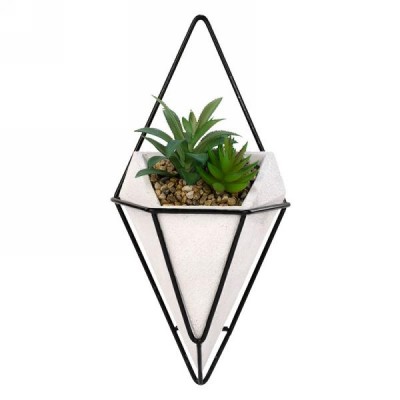 Plante déco mur avec pot blanc