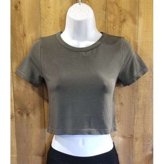 Crop top bamboo olive