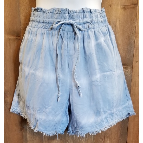 Short bleu poudre tie dye tencel