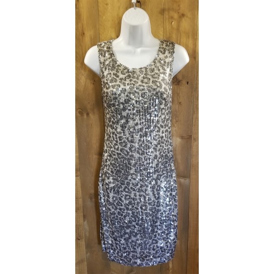 Robe léopard brillante crème et argent