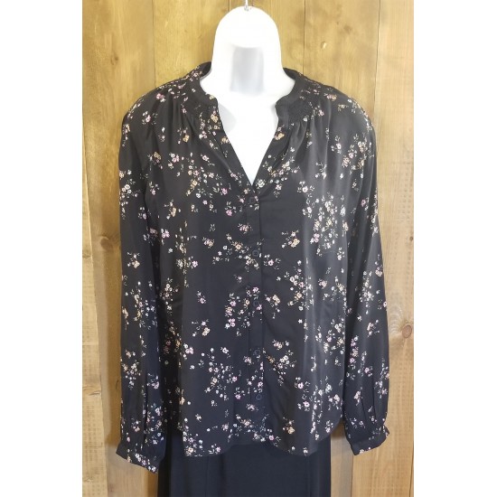 Blouse chemise noir fleuri