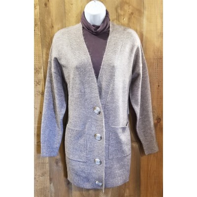 Cardigan taupe tricot bouton