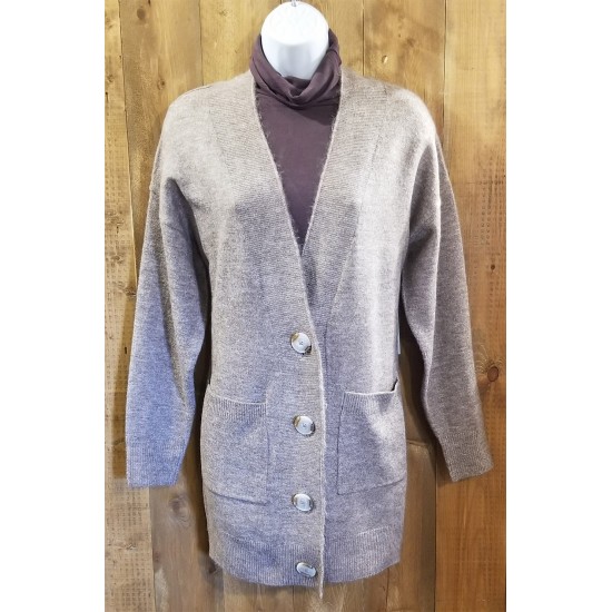 Cardigan taupe tricot bouton
