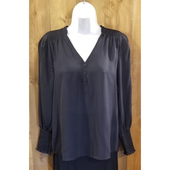 Blouse noir col v