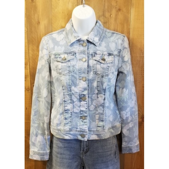 blouse en jeans fleurie délavé