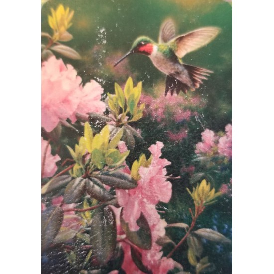 Drapeau colibri fleurs rose 28x40