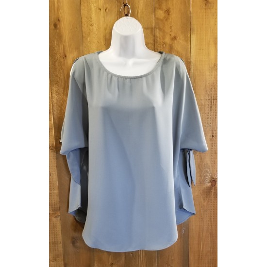 Blouse bleu acier manche ouvertes 