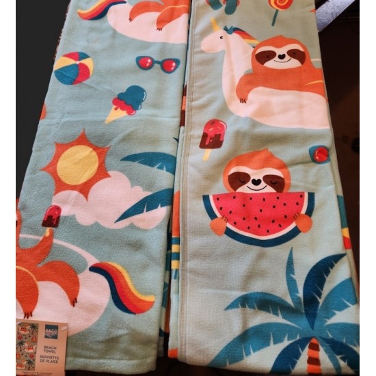 Serviette de plage S&CO Home – Paresseux Tropical | 71 × 147 cm