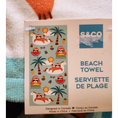 Serviette de plage S&CO Home – Paresseux Tropical | 71 × 147 cm