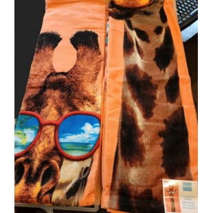 Serviette de plage Girafe avec lunettes de soleil...