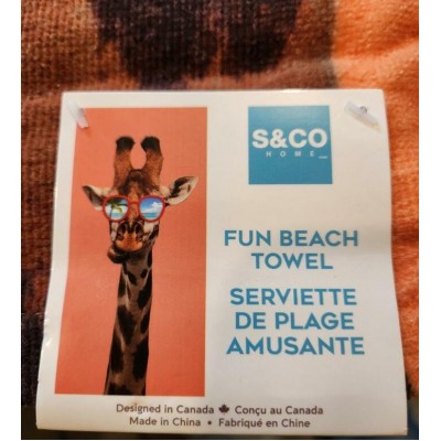 Serviette de plage Girafe avec lunettes de soleil – S&CO Home | Grande serviette 71 x 147 cm
