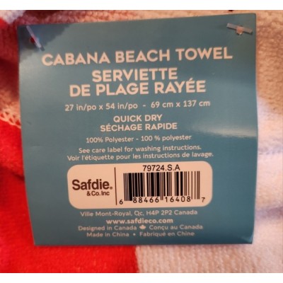 Serviette de plage rayée à séchage rapide 69 x 137 cm – Cabana Beach Towel – Plusieurs couleurs