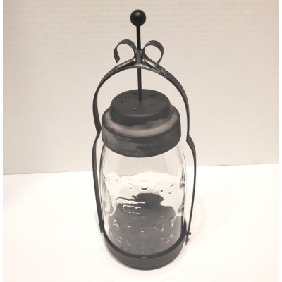 Lanterne en verre et acier de style pot mason vintage 