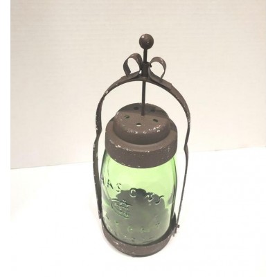 Lanterne en verre et acier de style pot mason vintage 