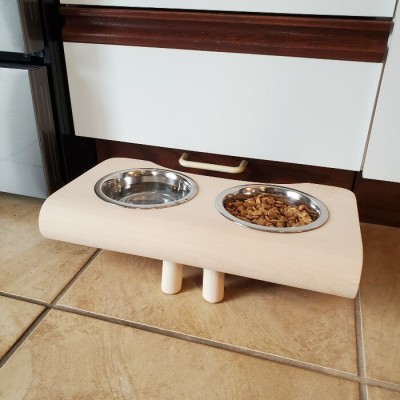 Support de gamelles ajustable pour chats et petits chiens de 4" hauteur en bois