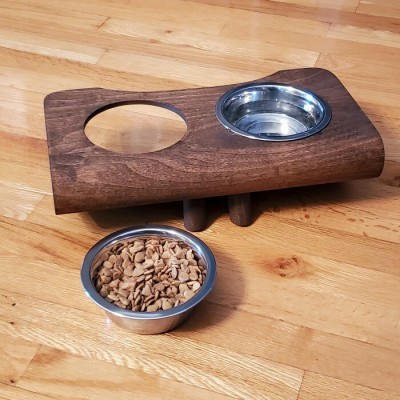 Support de gamelles ajustable pour chats et petits chiens de 4" hauteur en bois