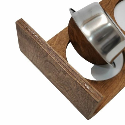 Support de gamelles double surélevées pour petits chiens et chats (en Bois). 5'' hauteur