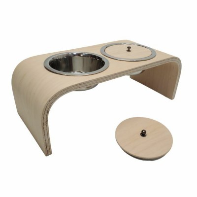 Support de gamelles double surélevées pour petits chiens et chats (en Bois). 5'' hauteur