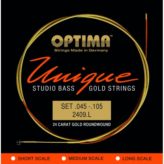 OPTIMA cordes UNIQUE OR 24 K - basse électrique 45-105