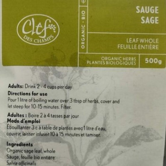 Sauge - feuille entière - 30g