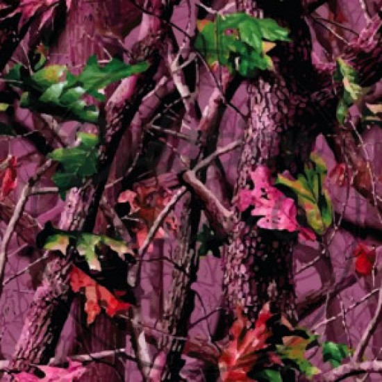 Coton / Camouflage arbre rose, bois réel