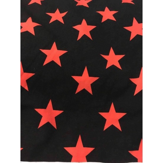Jersey / Knit imprime / étoile rouge, fond noir