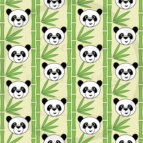 Jersey / kint/ Selection Isa tissus Qc / Têtes panda bambou