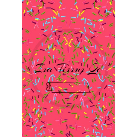 Jersey / Knit imprime / Vermicelles colorés fond rose foncé