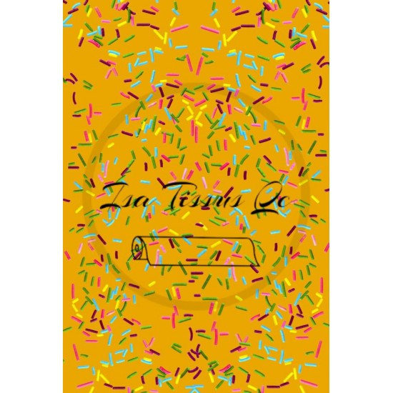 Jersey / Knit imprime / Vermicelles colorés fond jaune foncé
