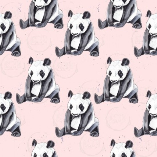Jersey / Design Caroline Turcotte  / Panda, enfant, noir, blanc, fond rose