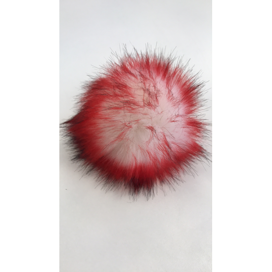 Pompon de fausse fourrure à snap - blanc avec pointe rouge