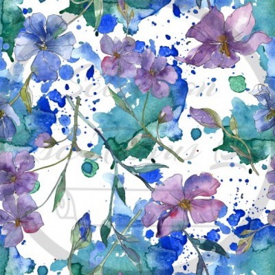 Coton / Selection Isa tissus Qc / Fleurs bleus,...