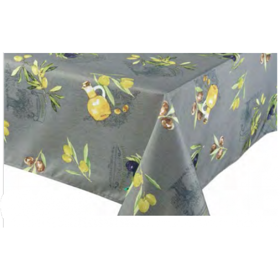 Nappe rectangulaire polyester olives grise